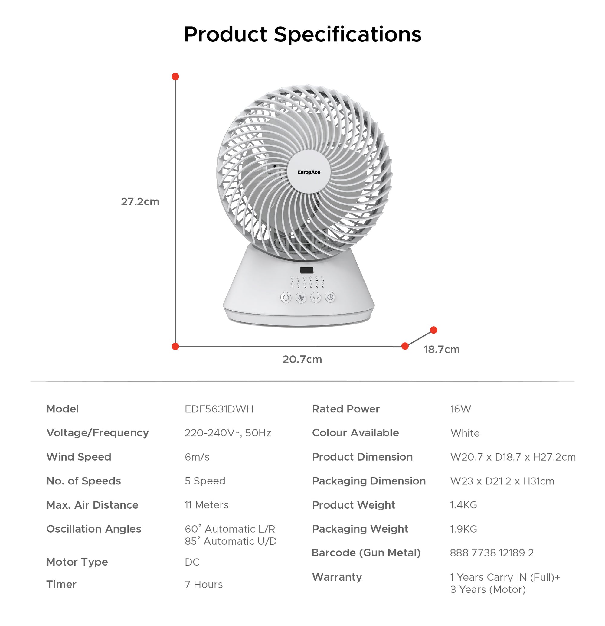 6&quot; Deluxe BLDC Desk Fan