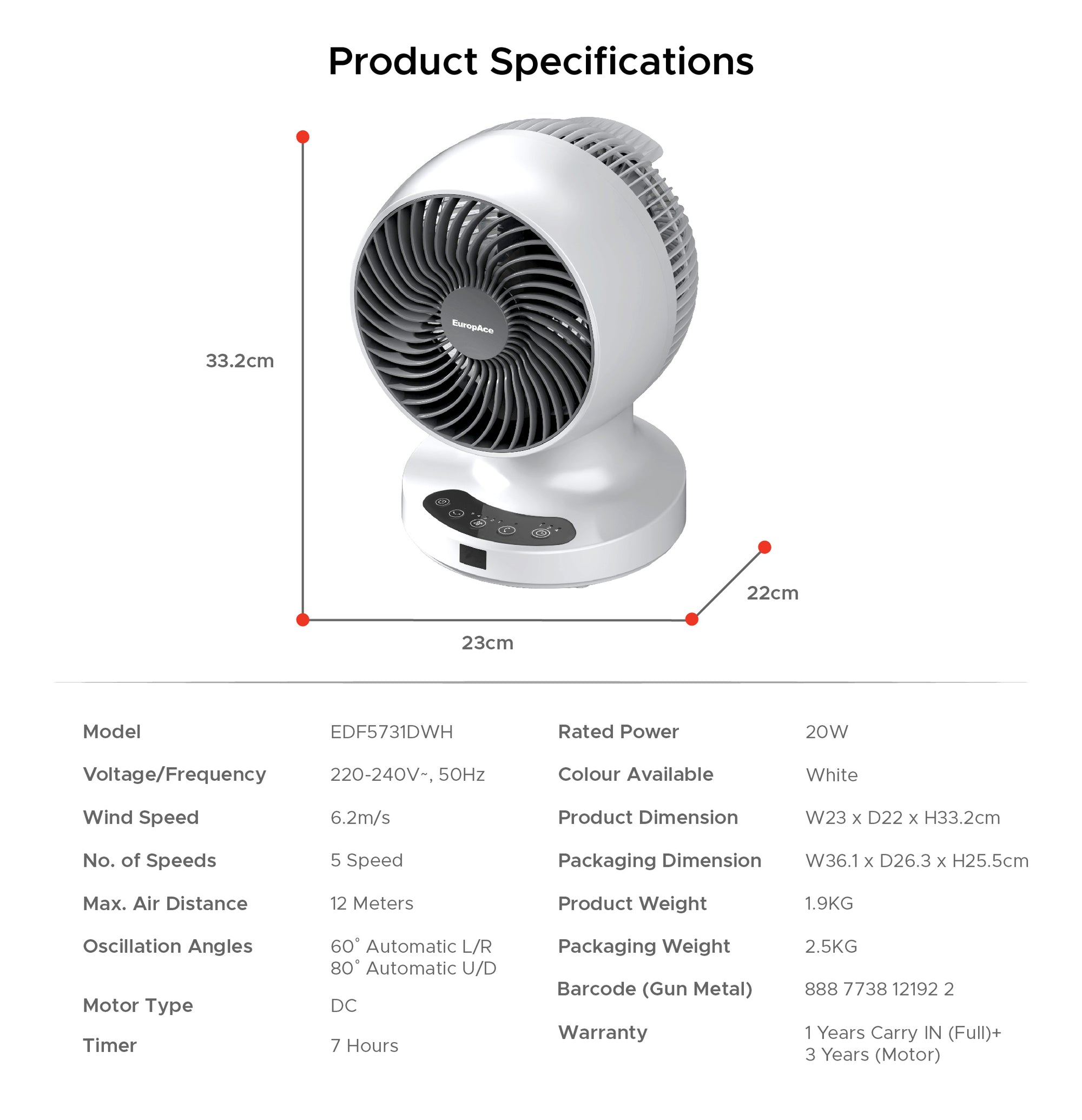 7&quot; Deluxe BLDC Desk Fan