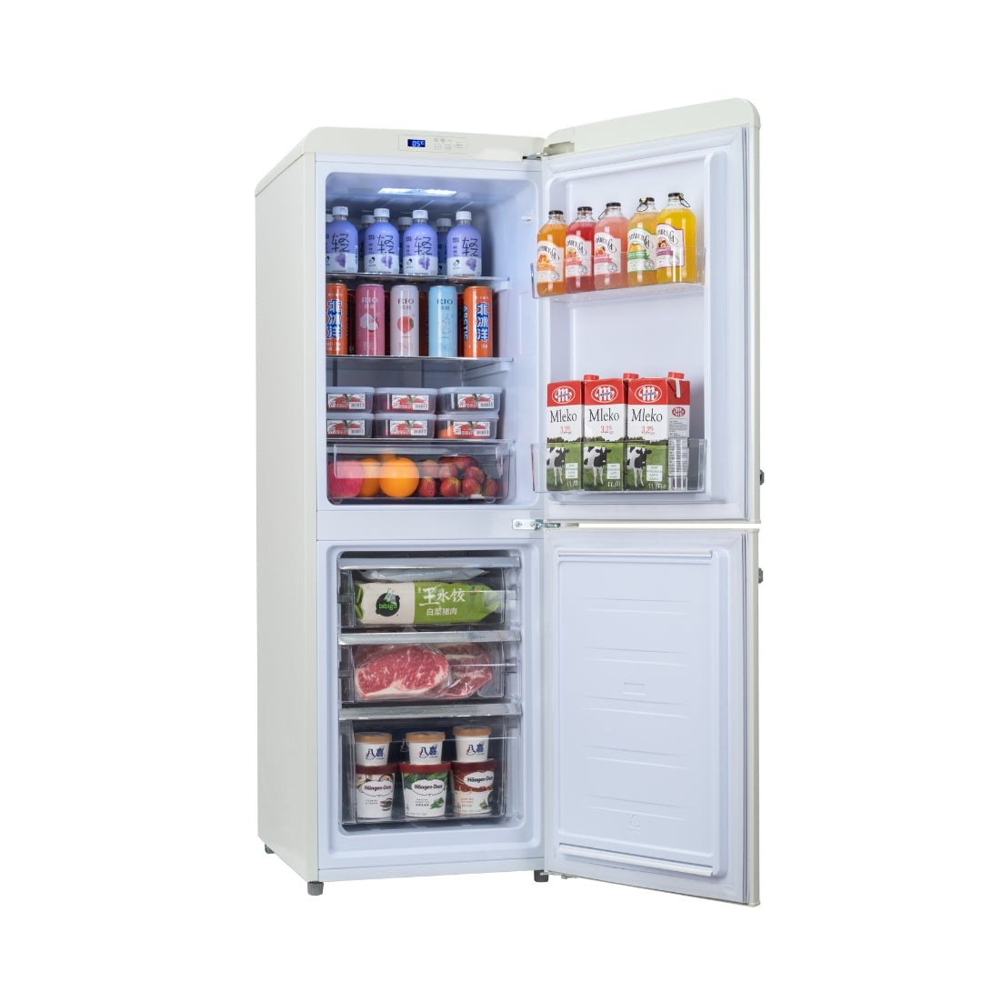 170L Retro 2 Door Bottom Mount Fridge | No-Frost, Fast Freeze, Fast Cooling, Eco Mode