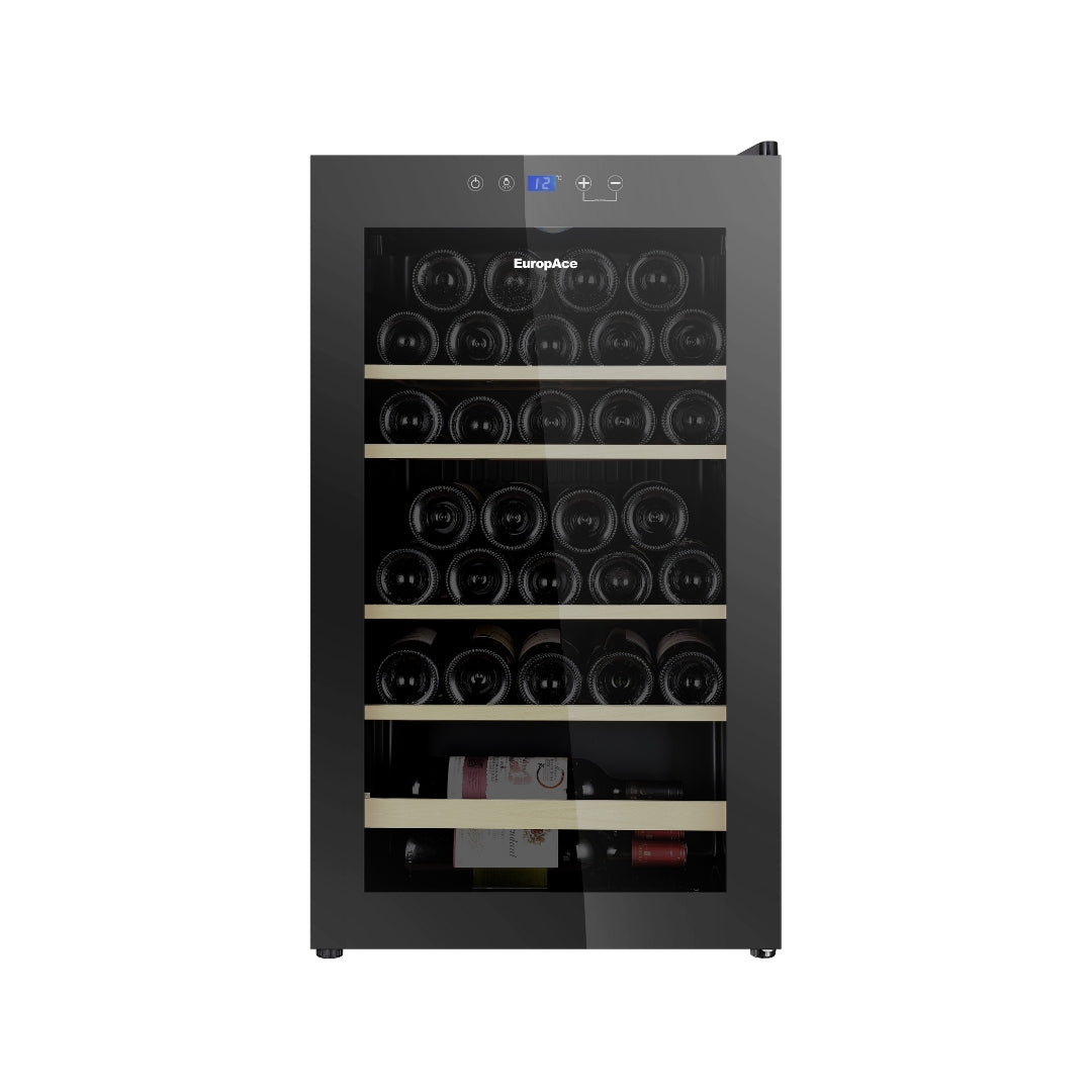 48 Bottles Wine Chiller | 3 Layered Anti-UV Glass, Beechwood Shelves