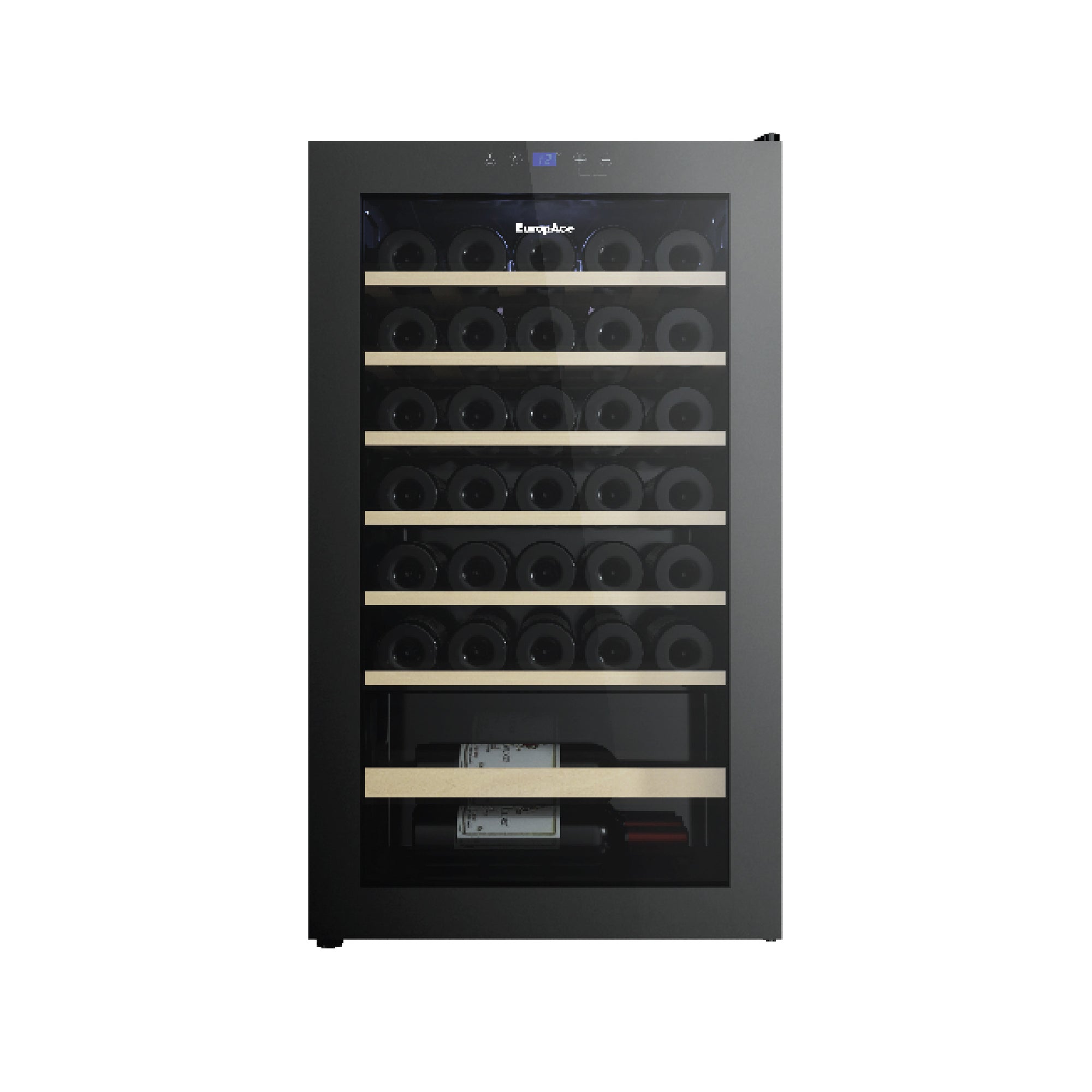 36 Bottles Wine Chiller | 3 Layered Anti-UV Glass, Beechwood Shelves