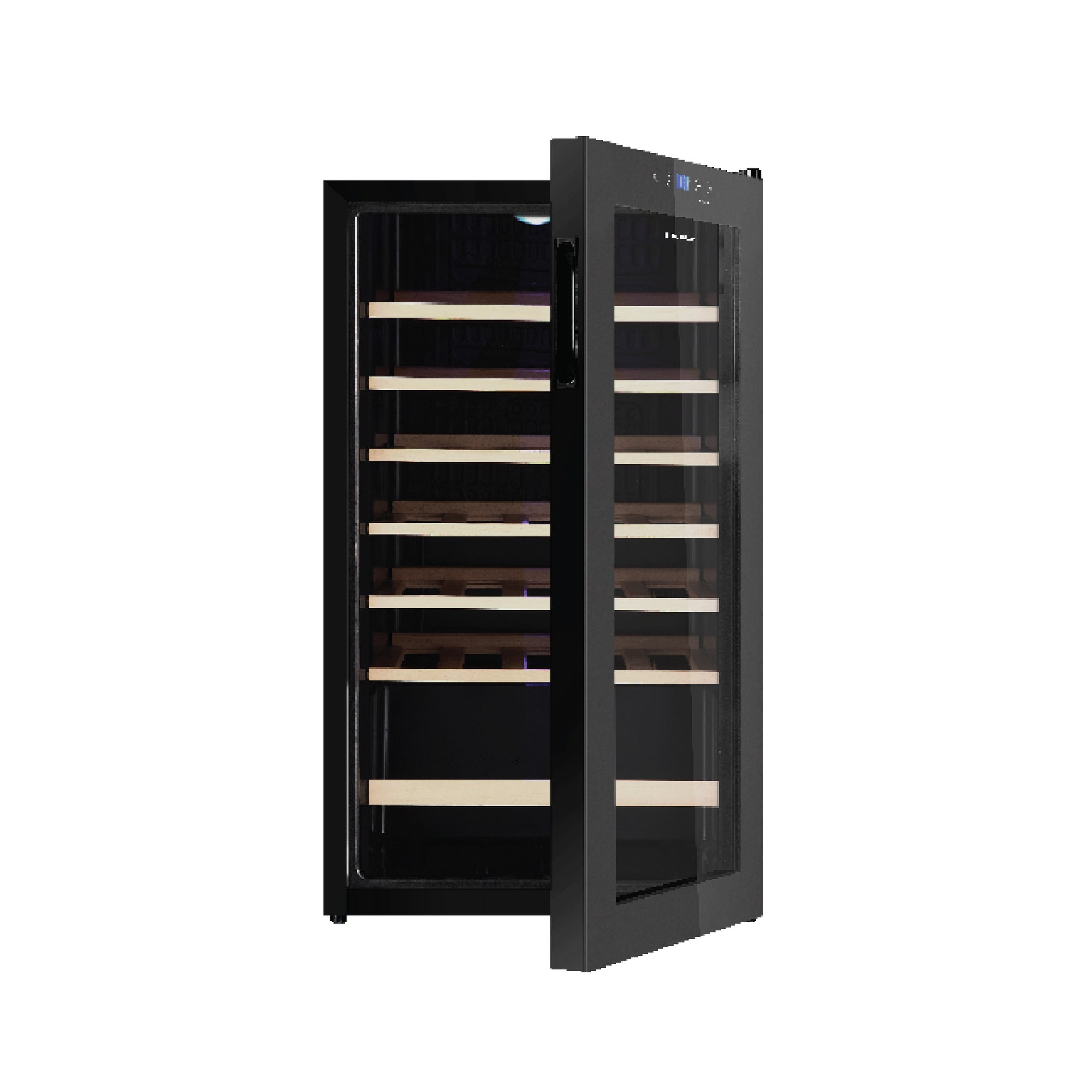 36 Bottles Wine Chiller | 3 Layered Anti-UV Glass, Beechwood Shelves