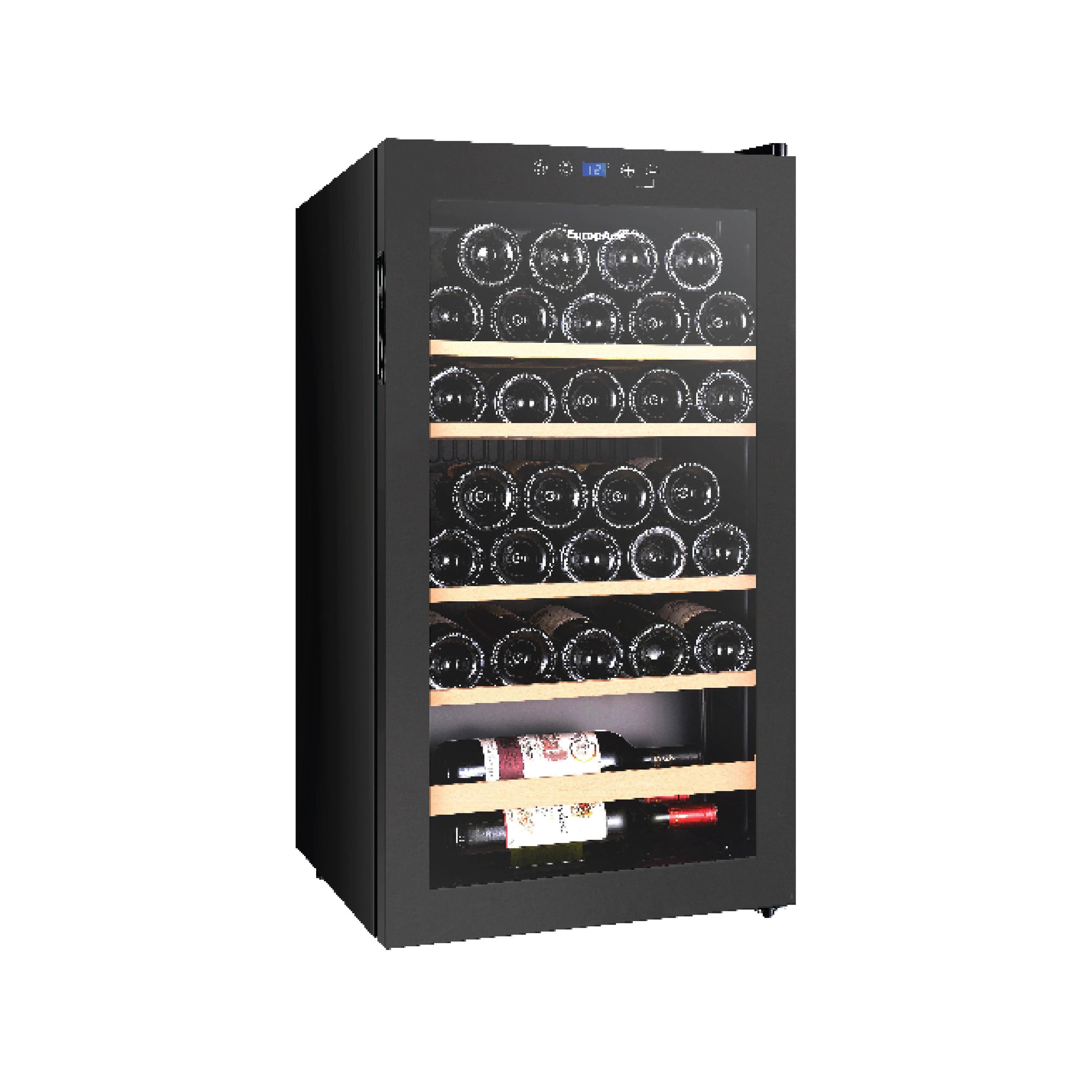 36 Bottles Wine Chiller | 3 Layered Anti-UV Glass, Beechwood Shelves