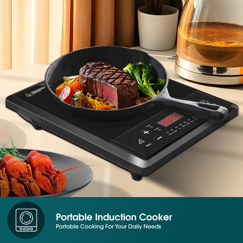 2000W Portable Induction Cooker | Crystal Glass Cooktop for High Durability and Heat Resistance | Perfect for Daily Cooking