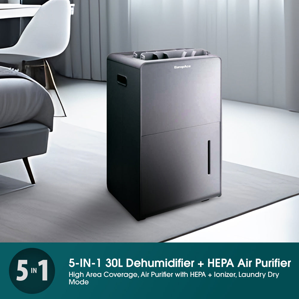 30L Dual Louvre Dehumidifier + Standalone HEPA Air Purifier (5-in-1) | 3Y Full Warranty