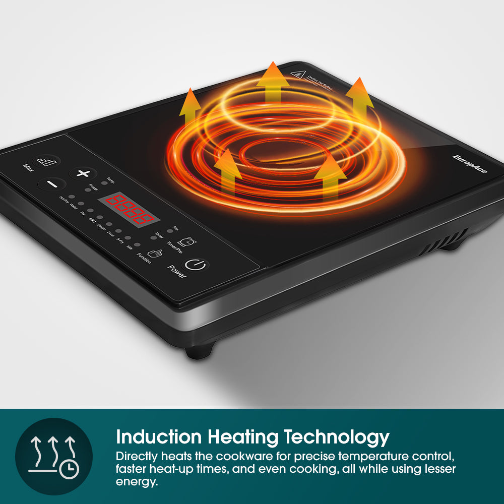 2000W Portable Induction Cooker | Crystal Glass Cooktop for High Durability and Heat Resistance | Perfect for Daily Cooking