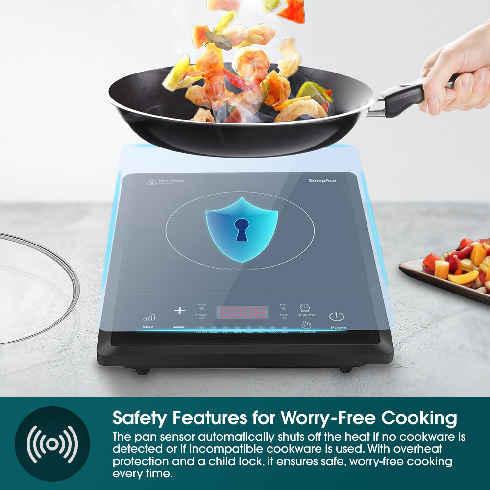 2000W Portable Induction Cooker | Crystal Glass Cooktop for High Durability and Heat Resistance | Perfect for Daily Cooking